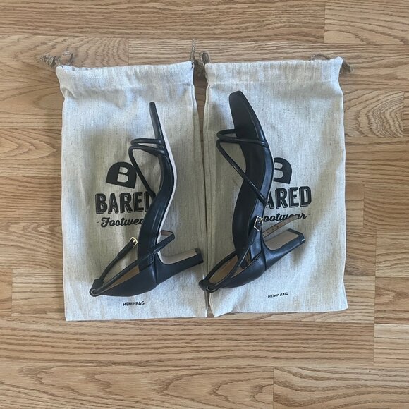 Bared Footwear Goldfinch Black Leather Low Heels - Picture 3 of 4